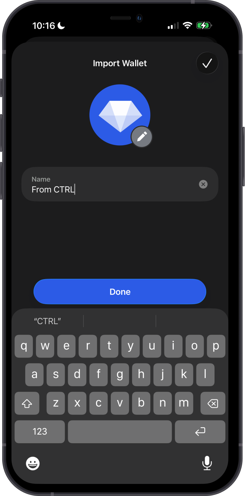 Name the imported CTRL wallet