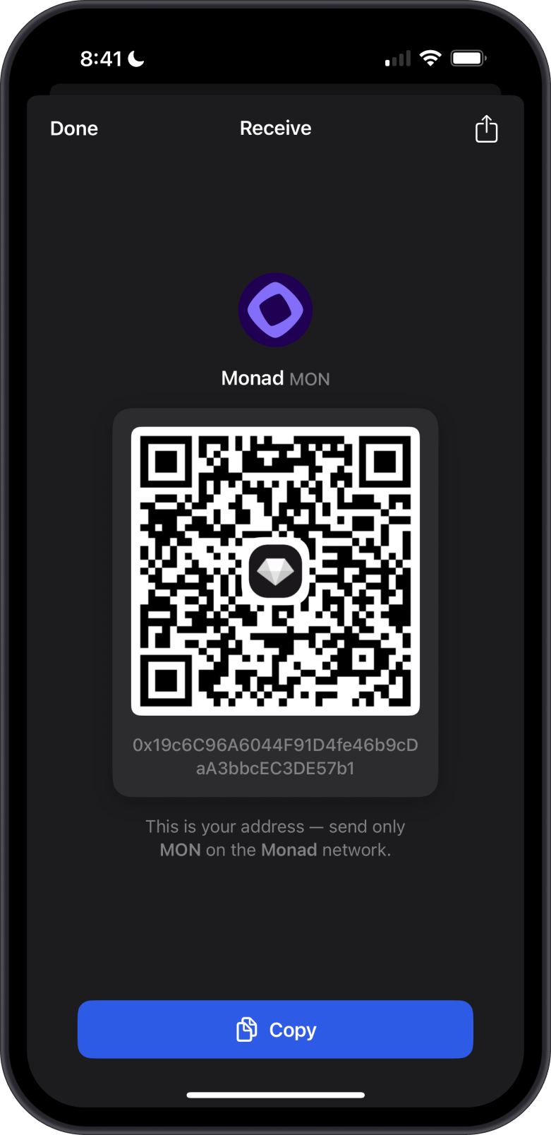 Receive Monad with Gem Wallet