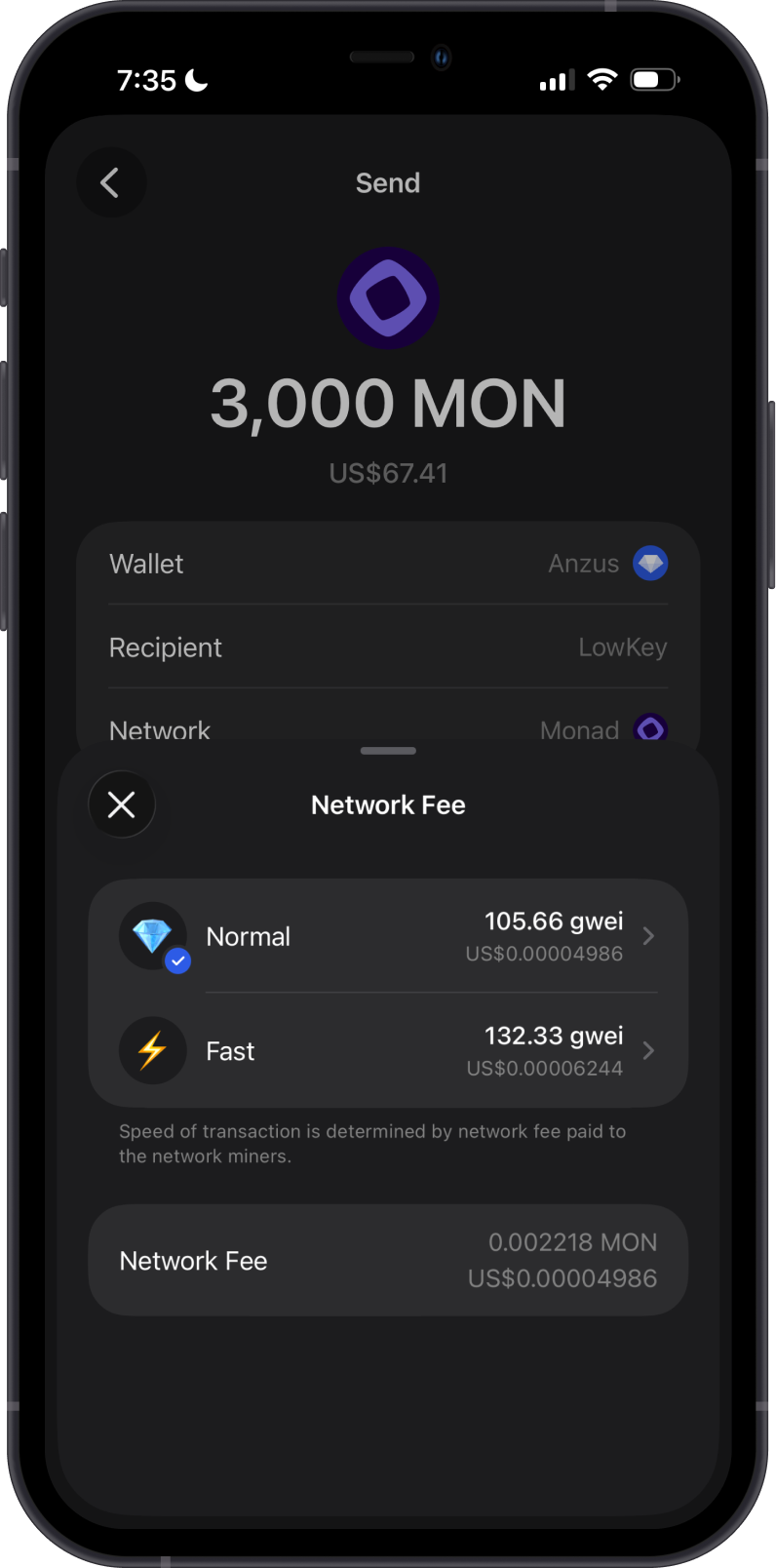 Choose a Monad Network Fee