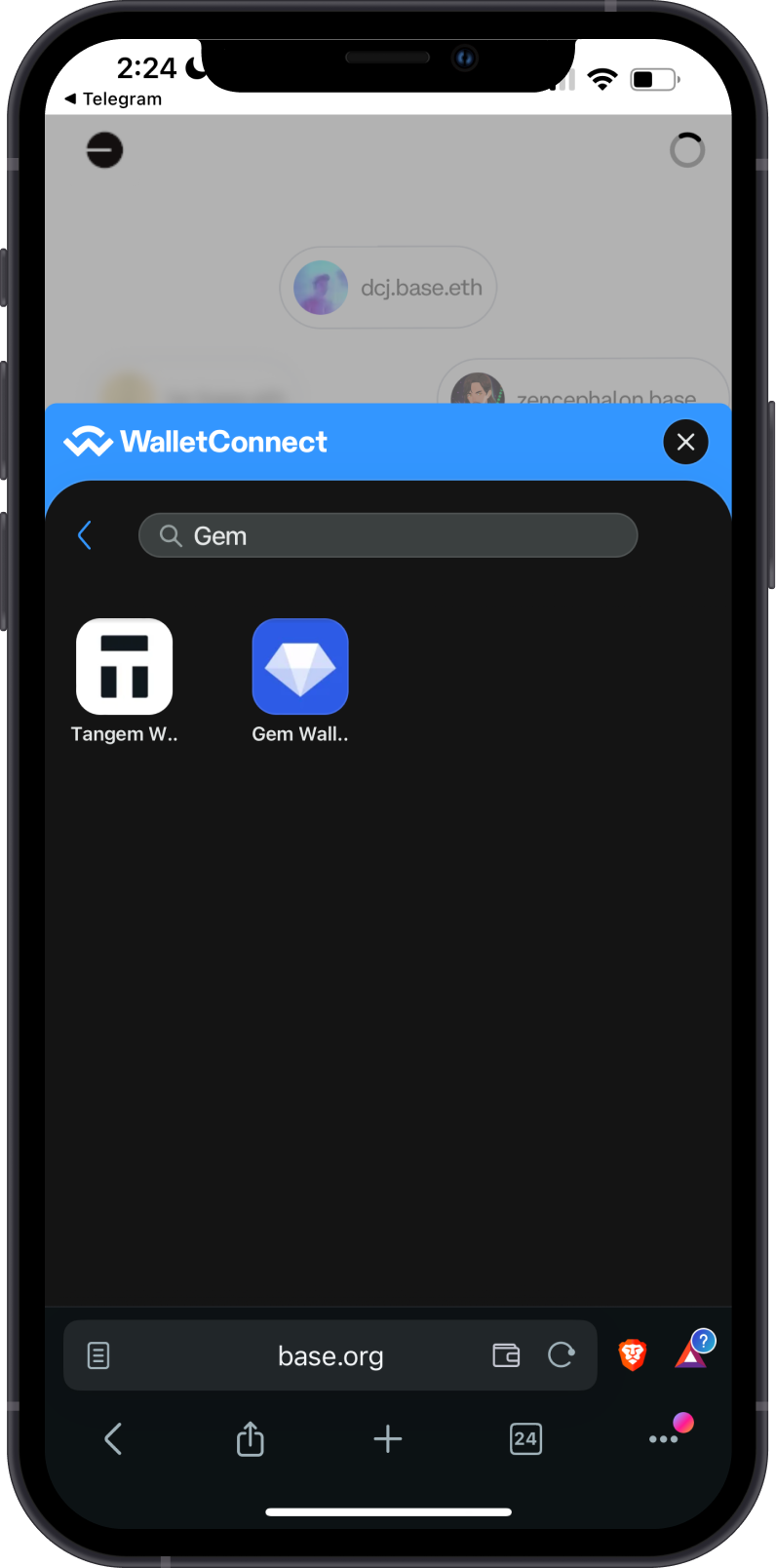 Connect with Gem Wallet