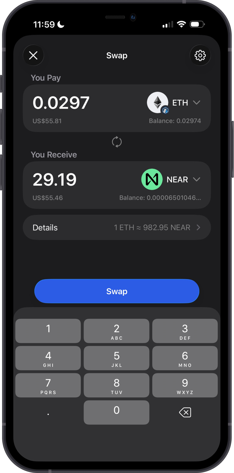 Cross-Chain Swap NEAR on Gem Wallet