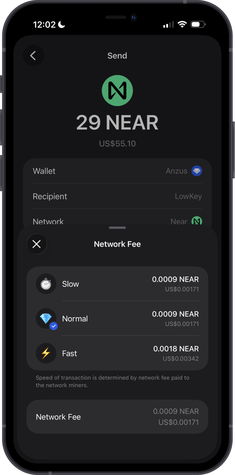 Send NEAR on Gem Wallet