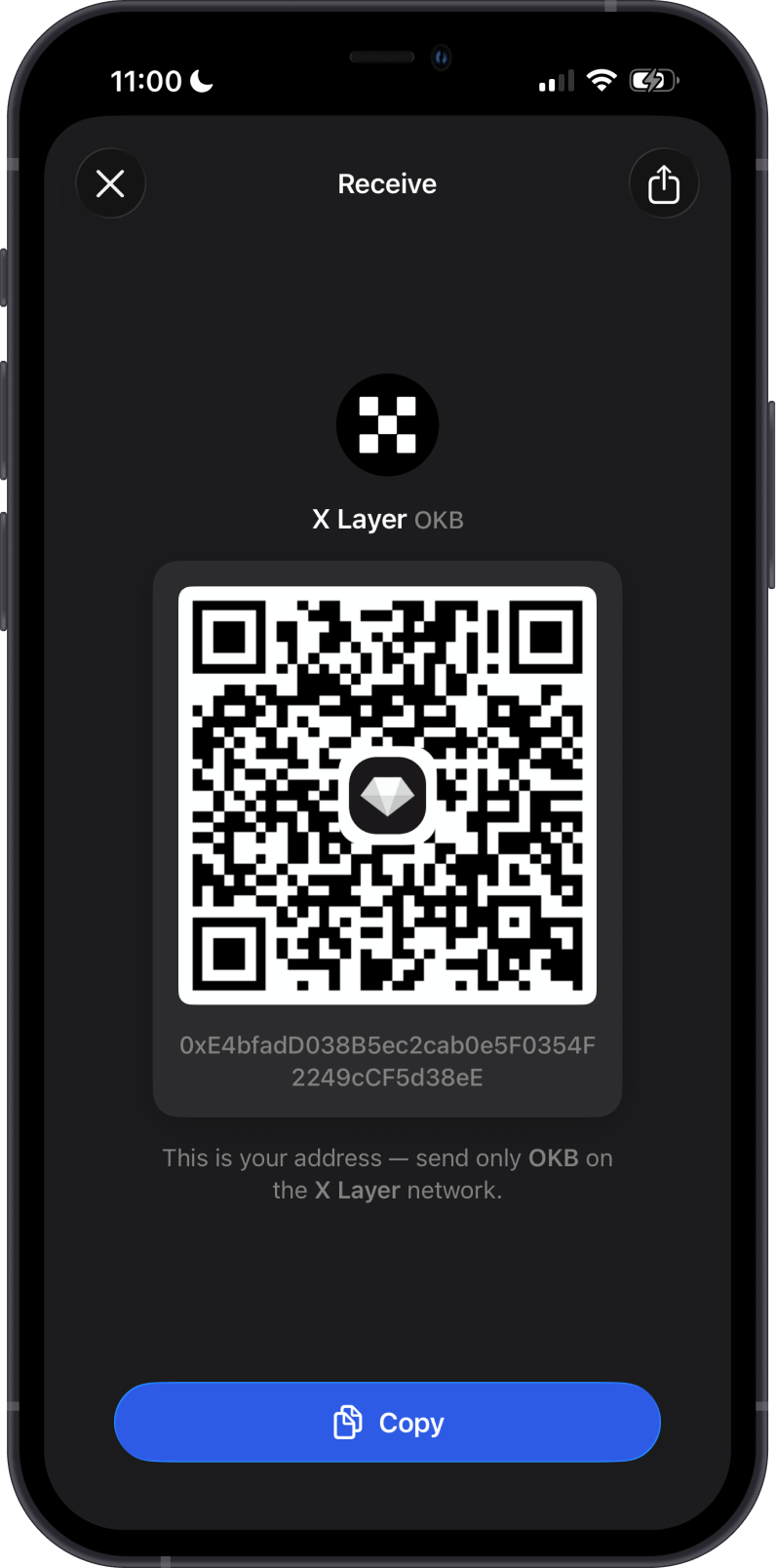 Receive X Layer OKB on Gem Wallet