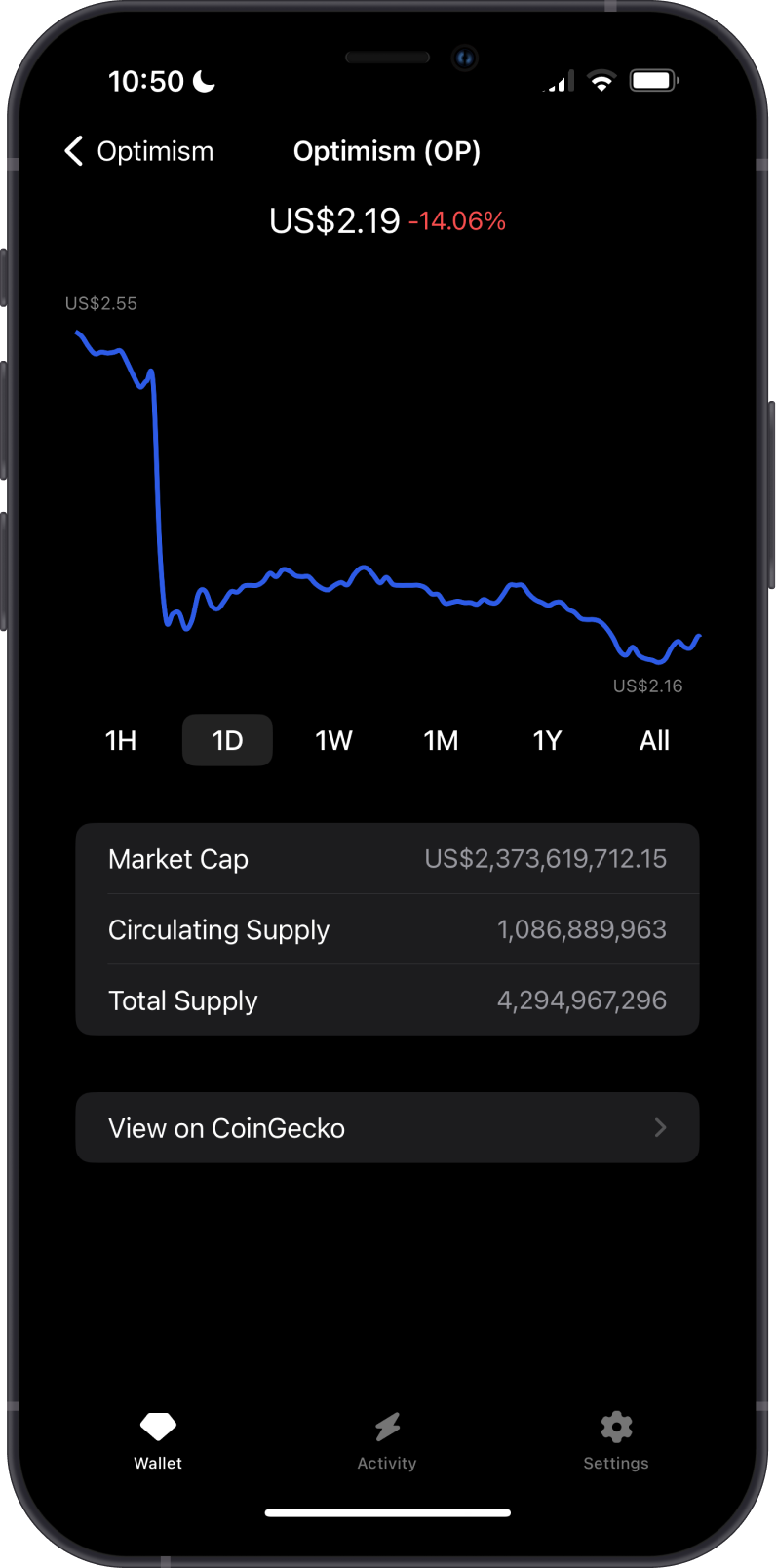 Swap OP on GEM Wallet