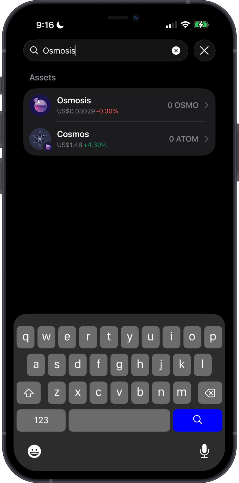 Search for Osmosis on Gem Wallet