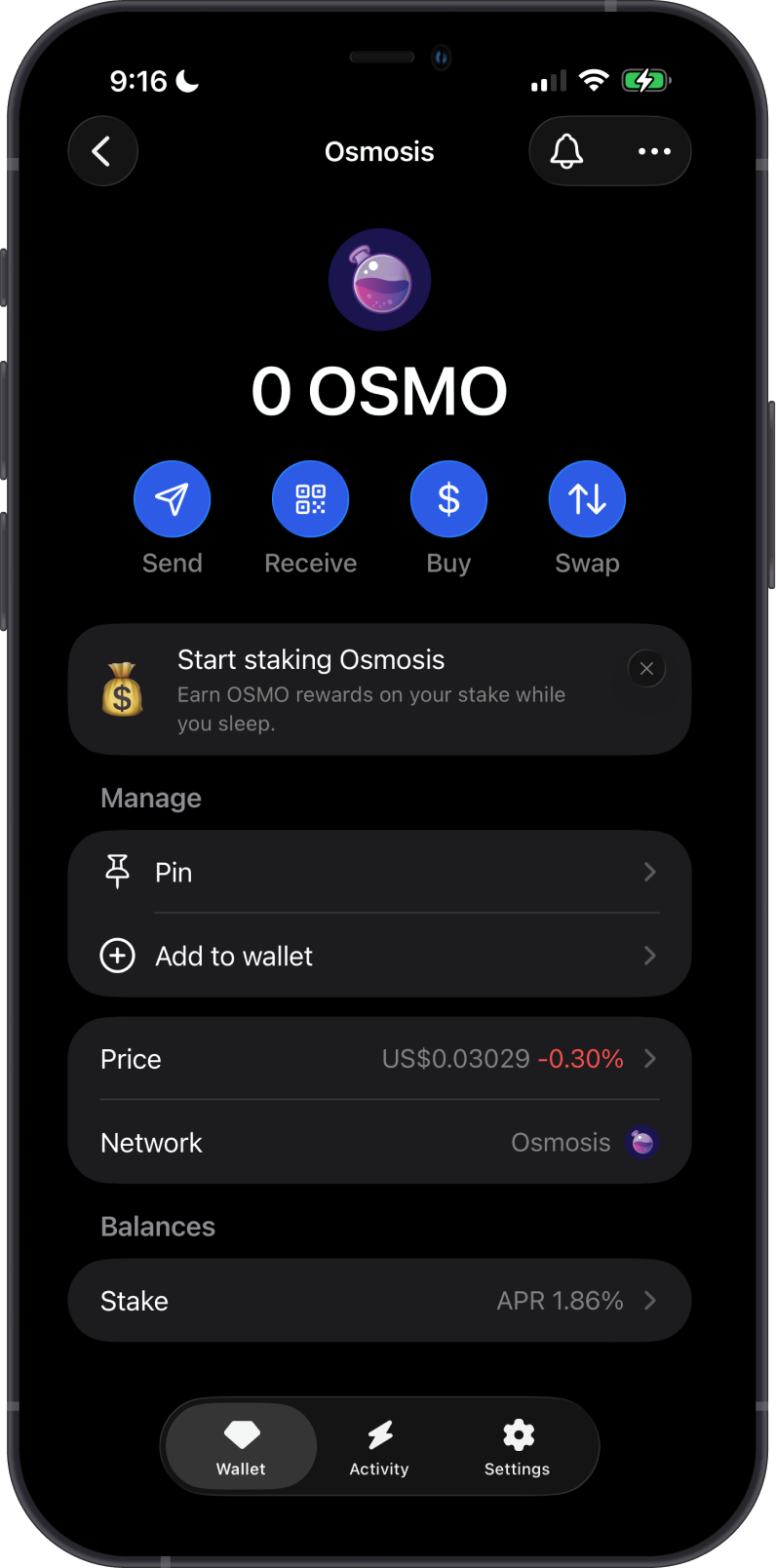 Add Osmosis Wallet