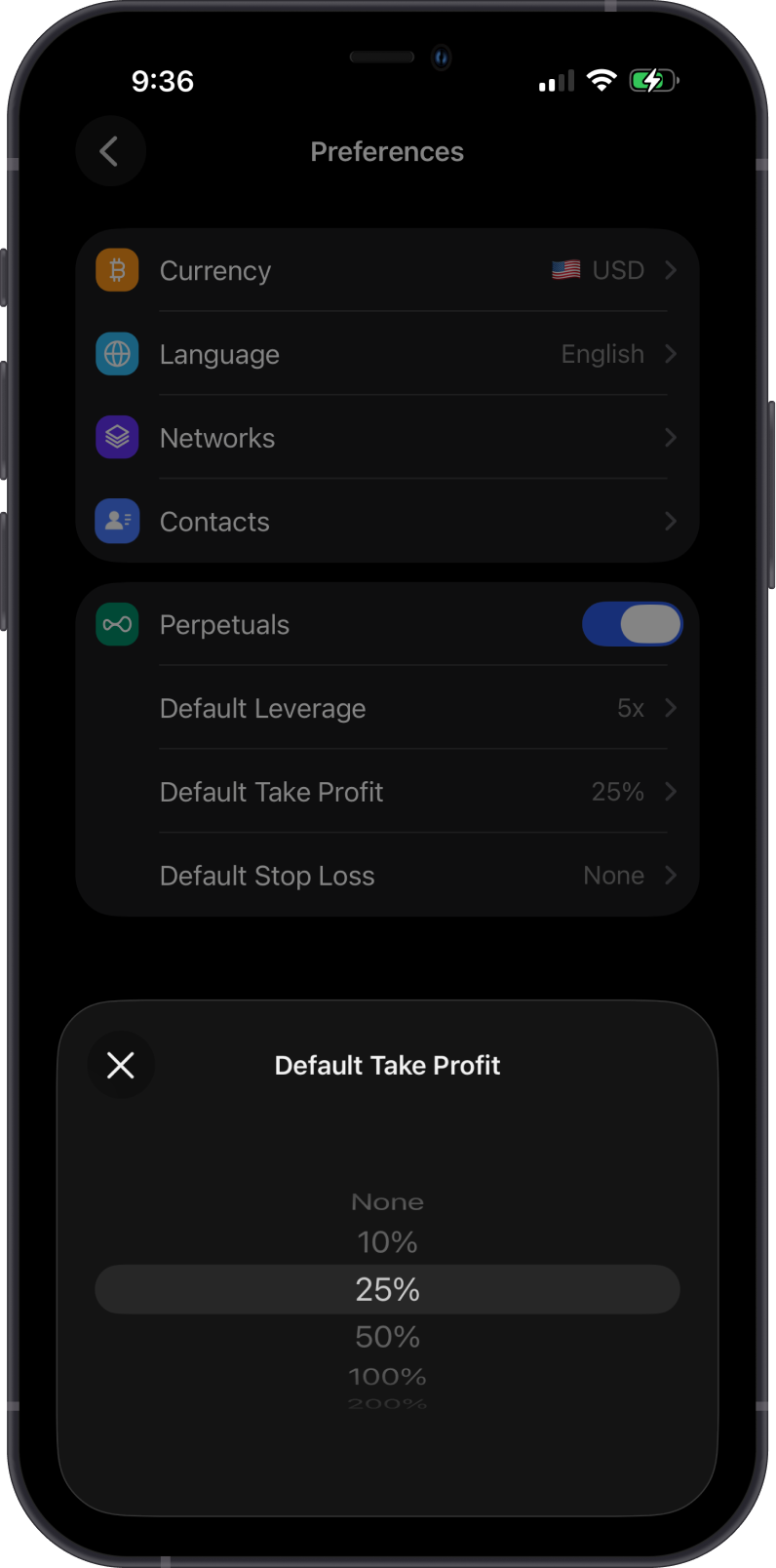 Set Default Take Profit