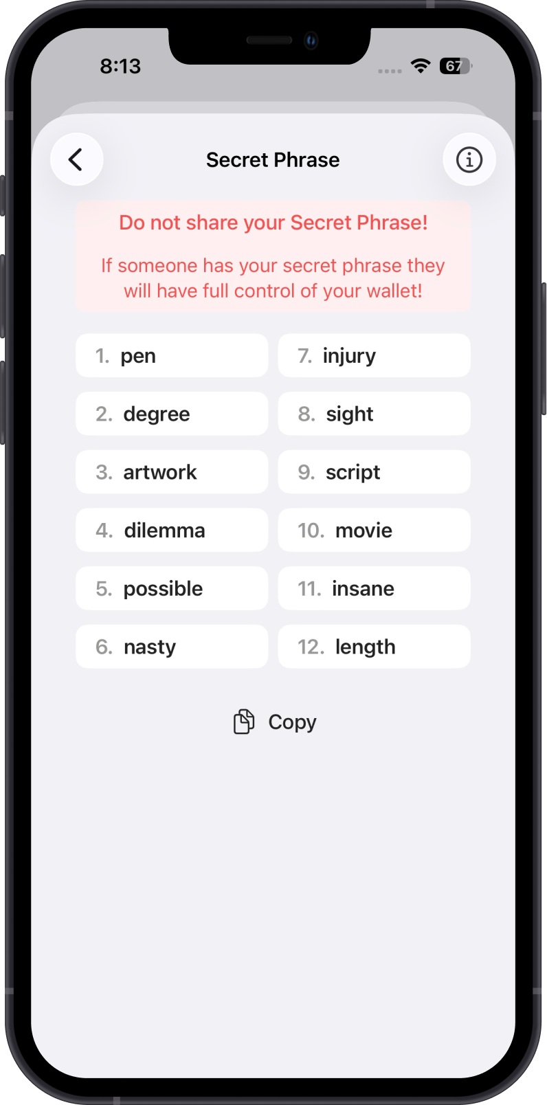 Secret Phrase Security Test
