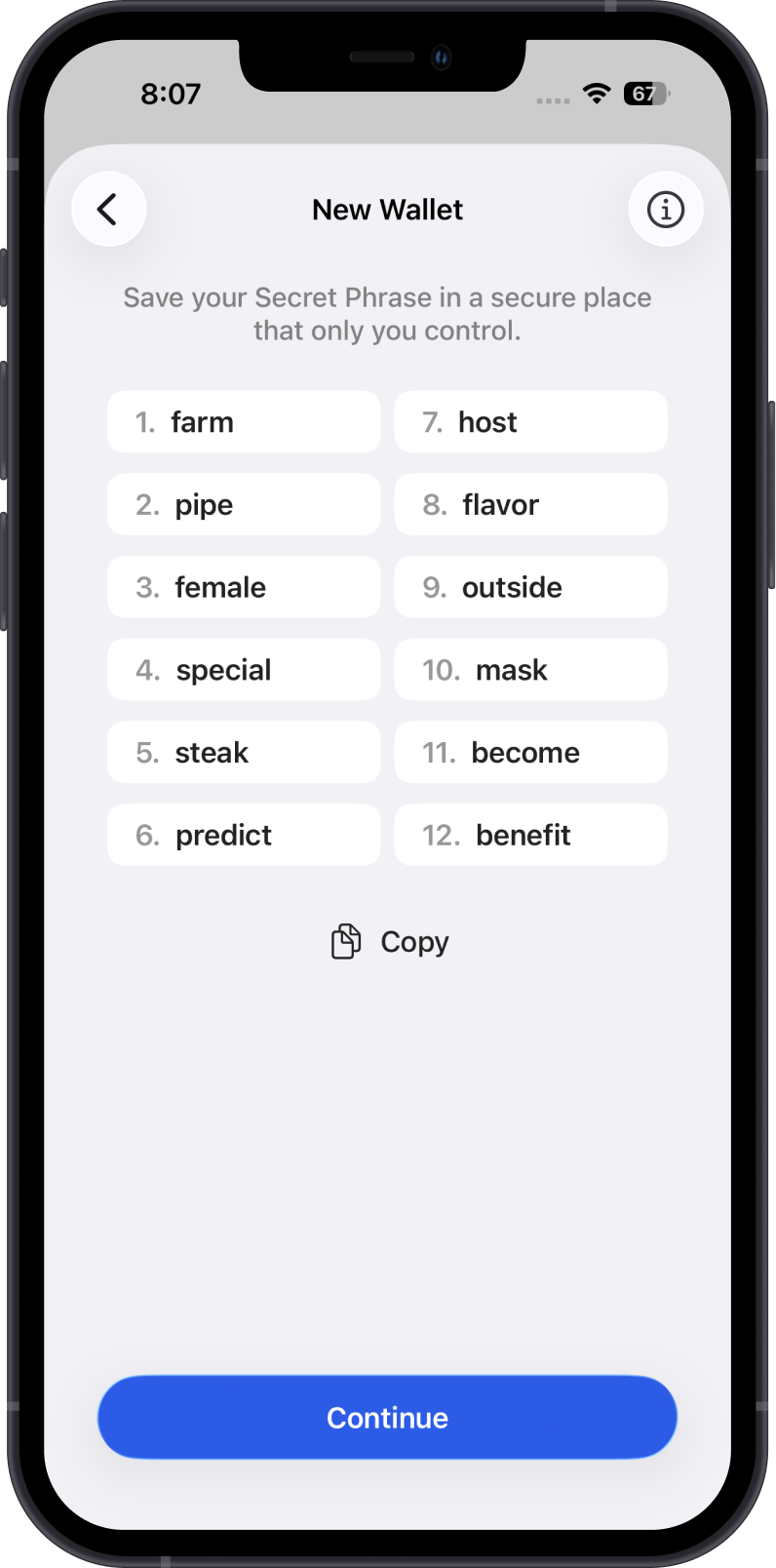 Gem Wallet Secret Phrase