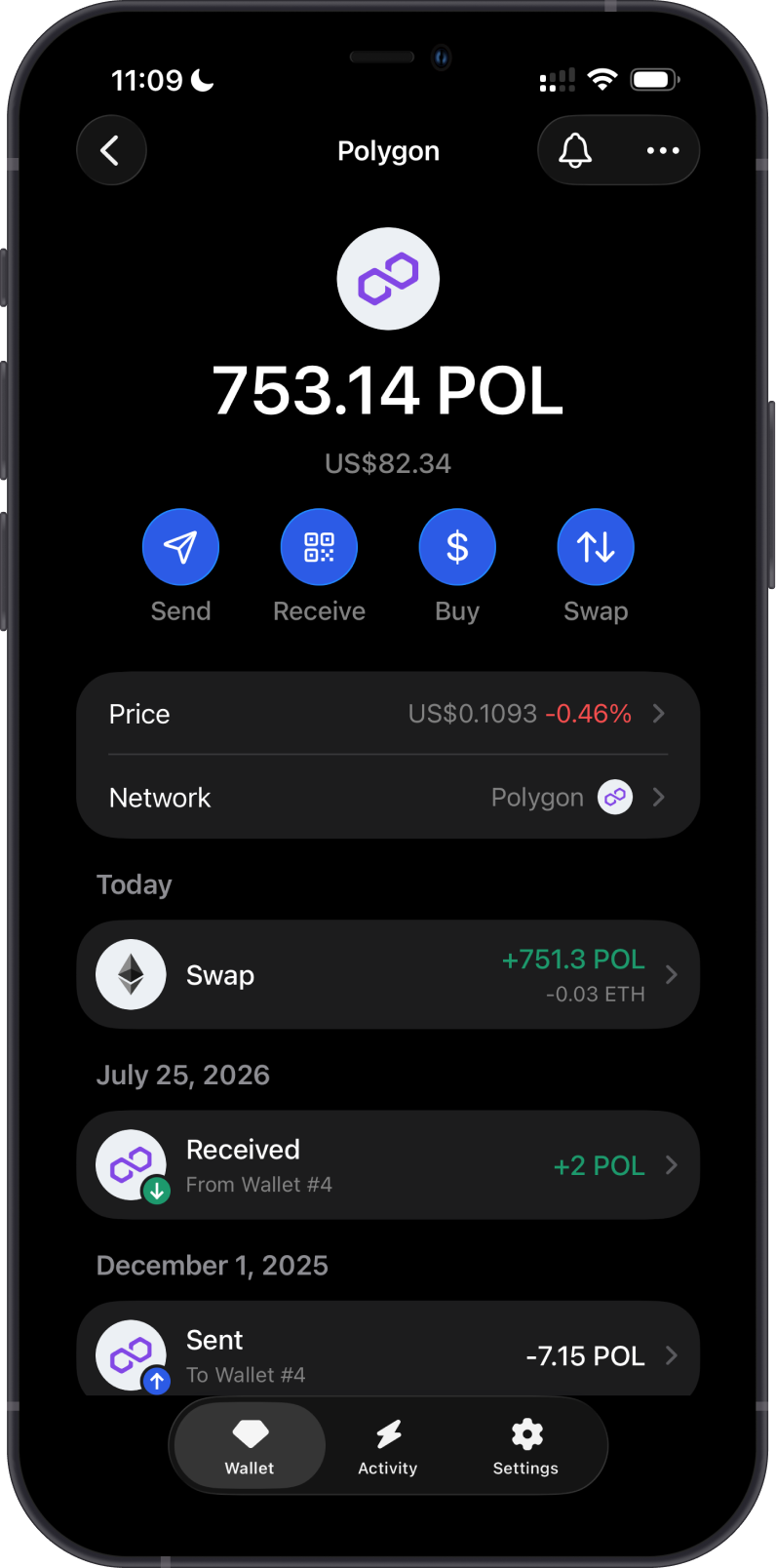 Polygon wallet in Gem Wallet