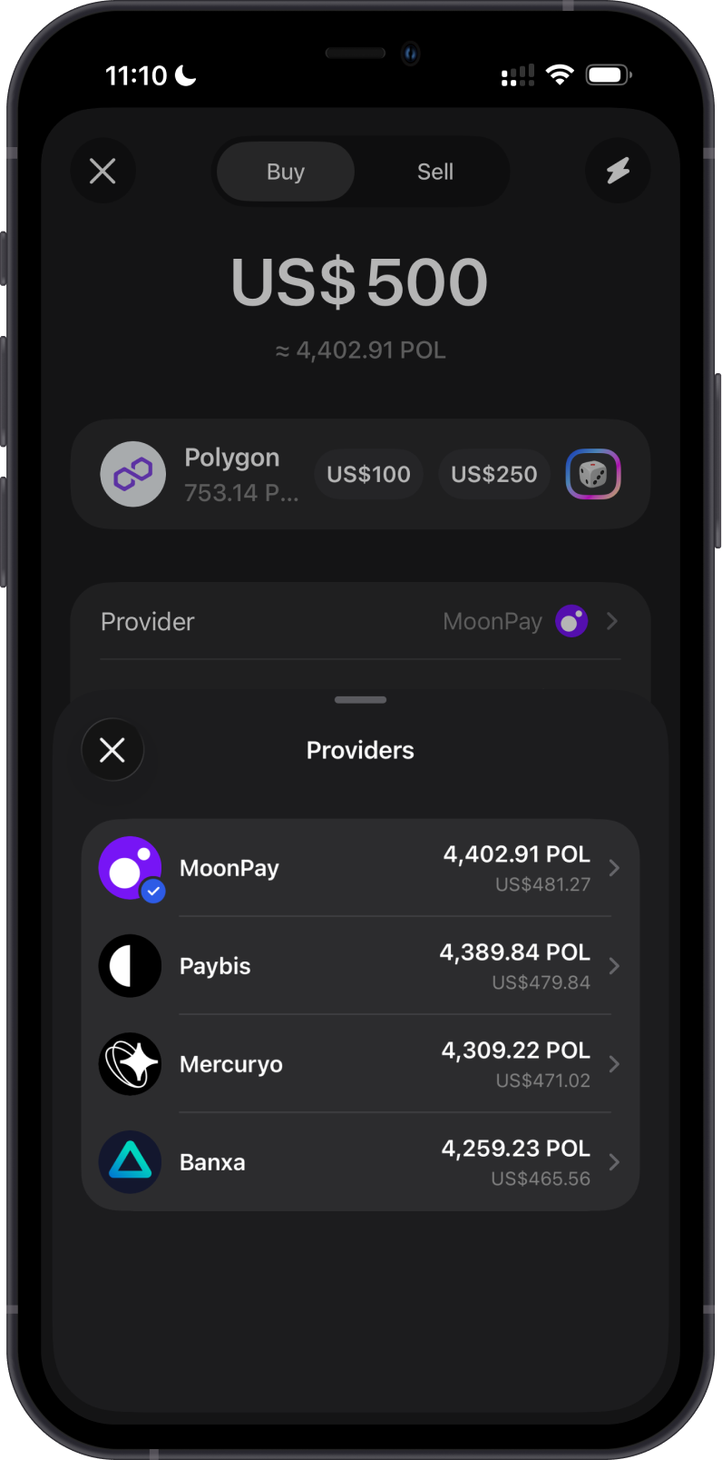 Compare POL purchase providers