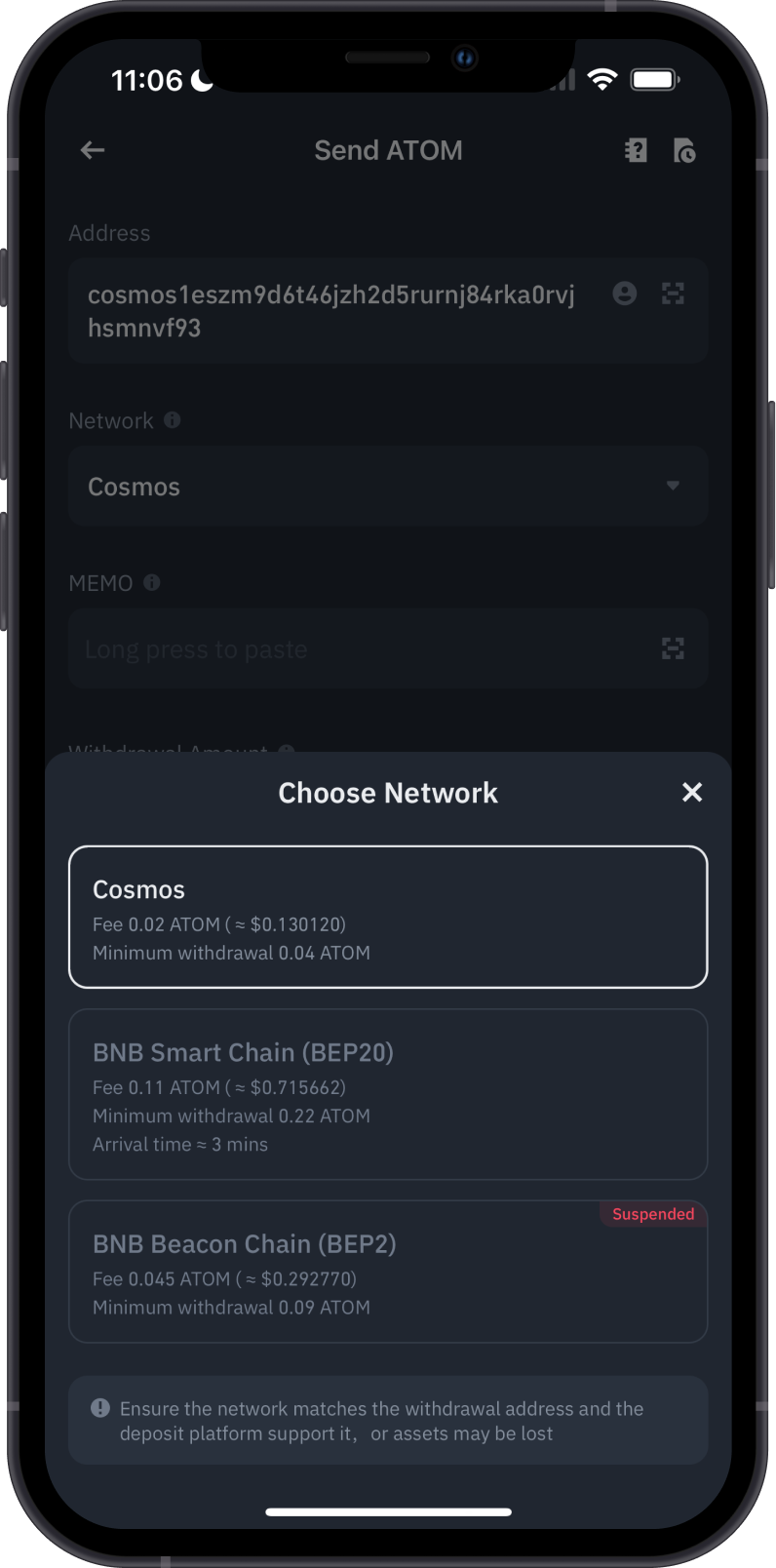 Withdraw Crypto Screen