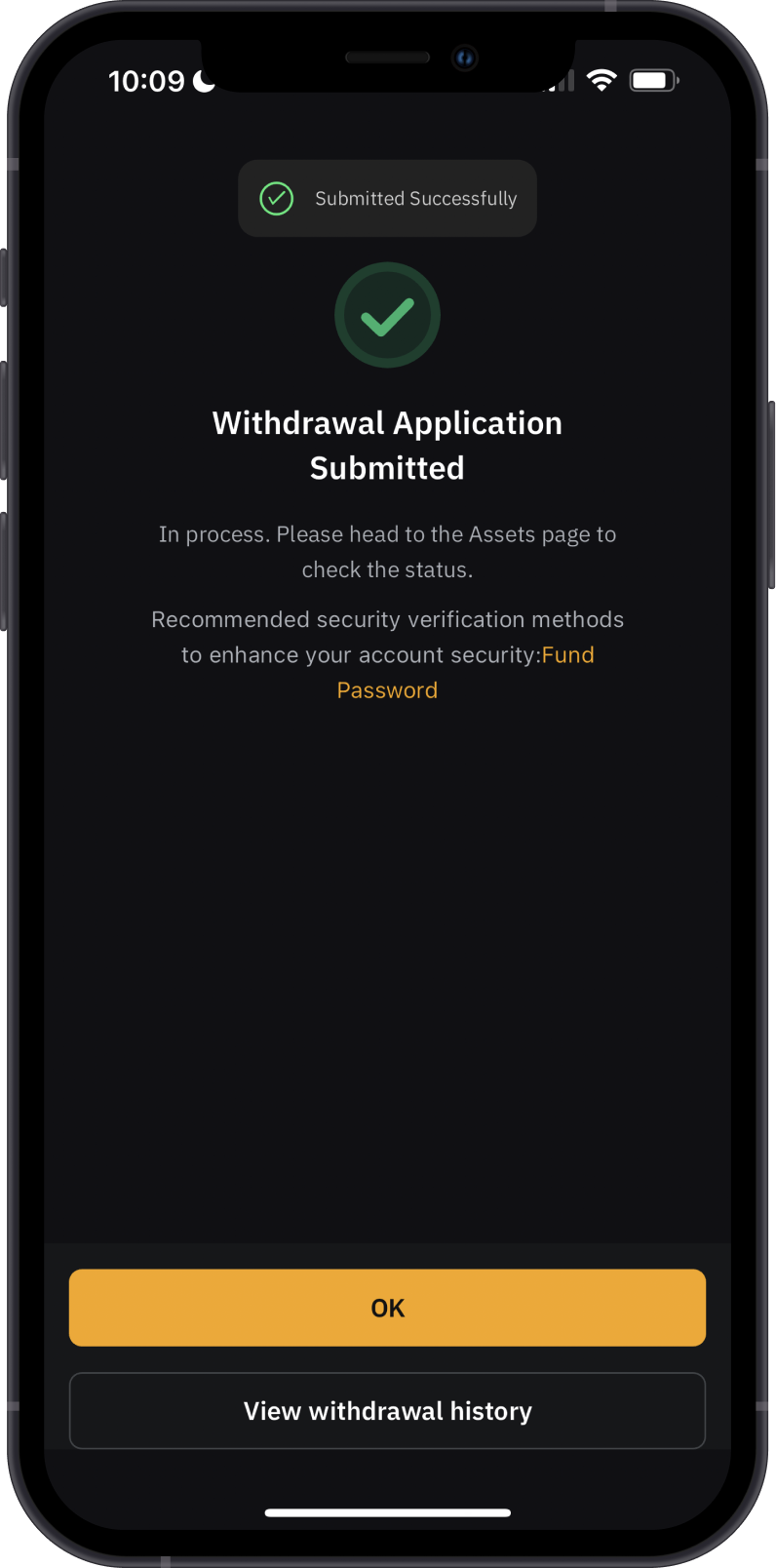 Withdrawal Submitted