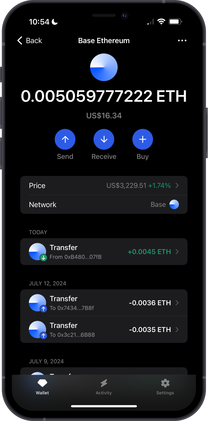 Crypto Received on Gem Wallet