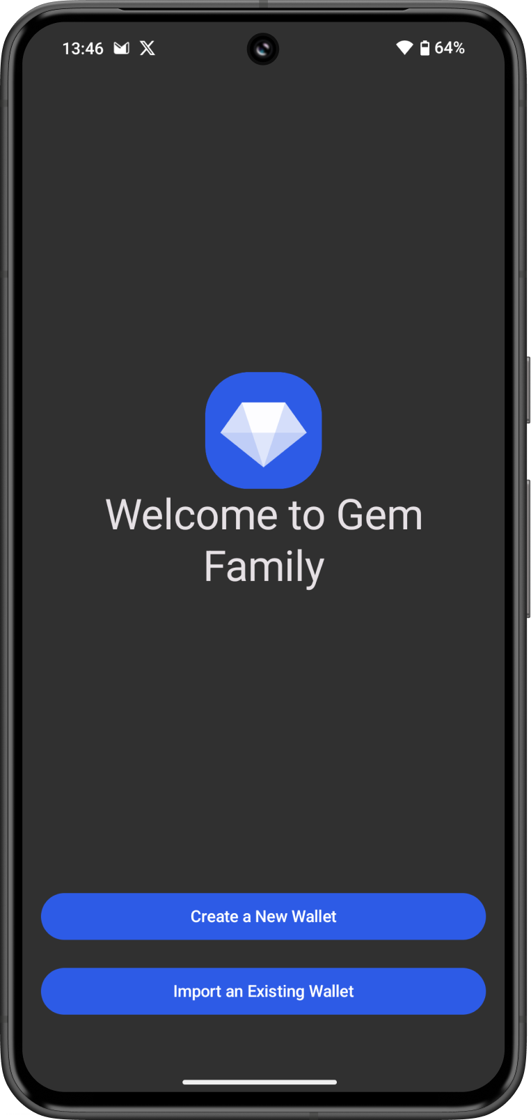 Initial Gem Wallet Screen