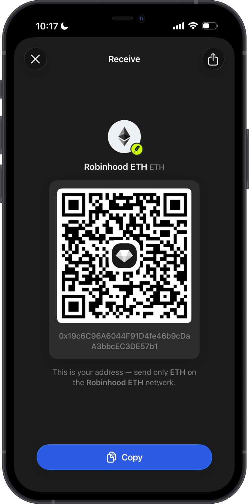 Receive Robinhood Chain ETH on Gem Wallet