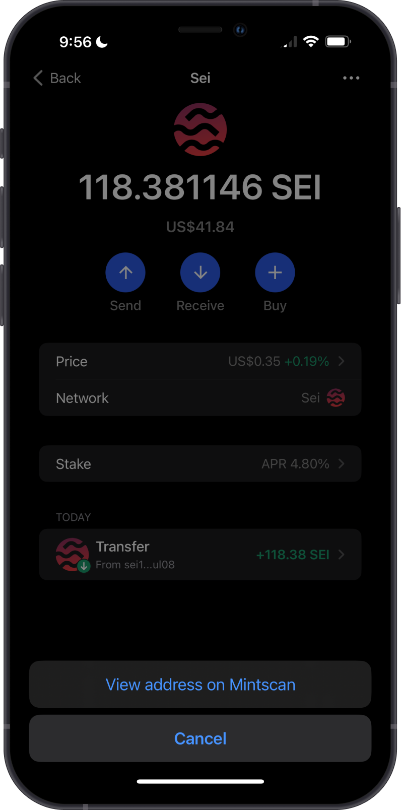 View SEI Balance on Gem Wallet