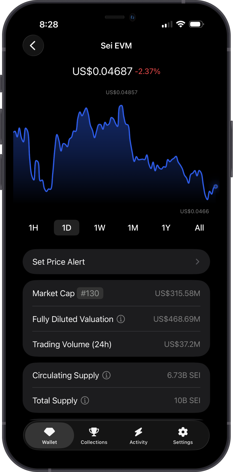 Sei EVM Price on Gem Wallet