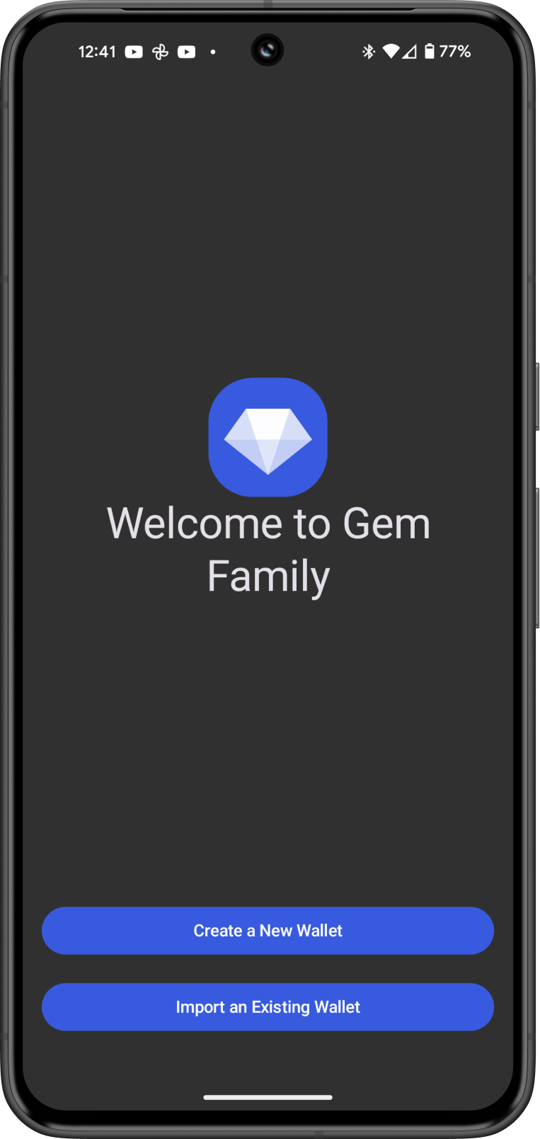 Gem Wallet Main Screen