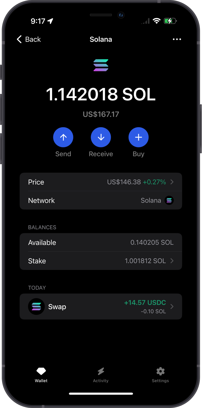 Solana on Gem Wallet