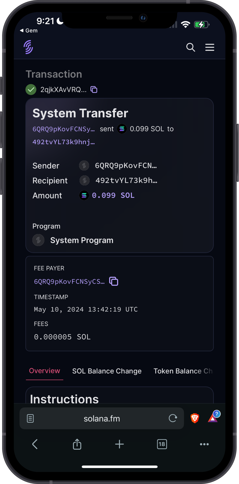 Checking Solana Transaction on Blockchair