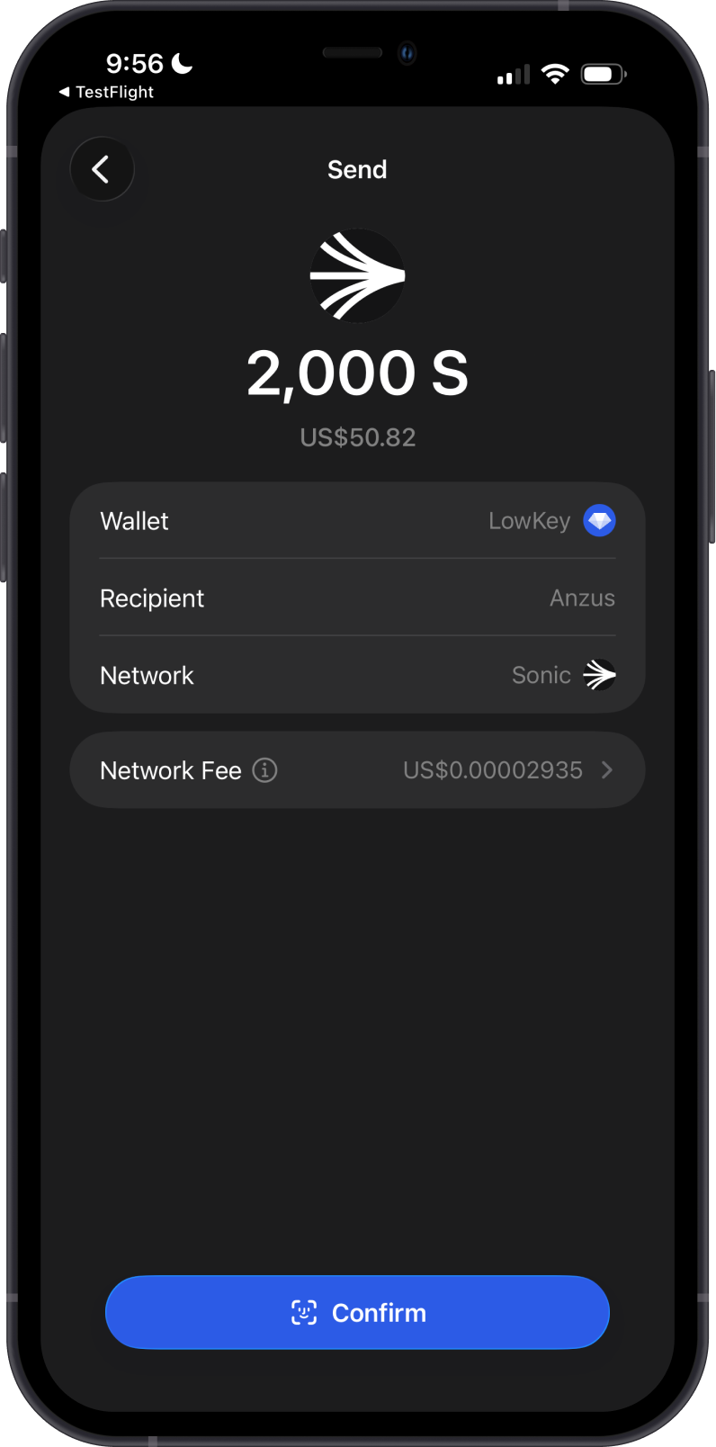 Send Sonic on Gem Wallet