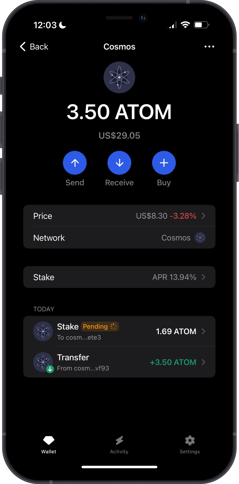 Cosmos Pending Stake