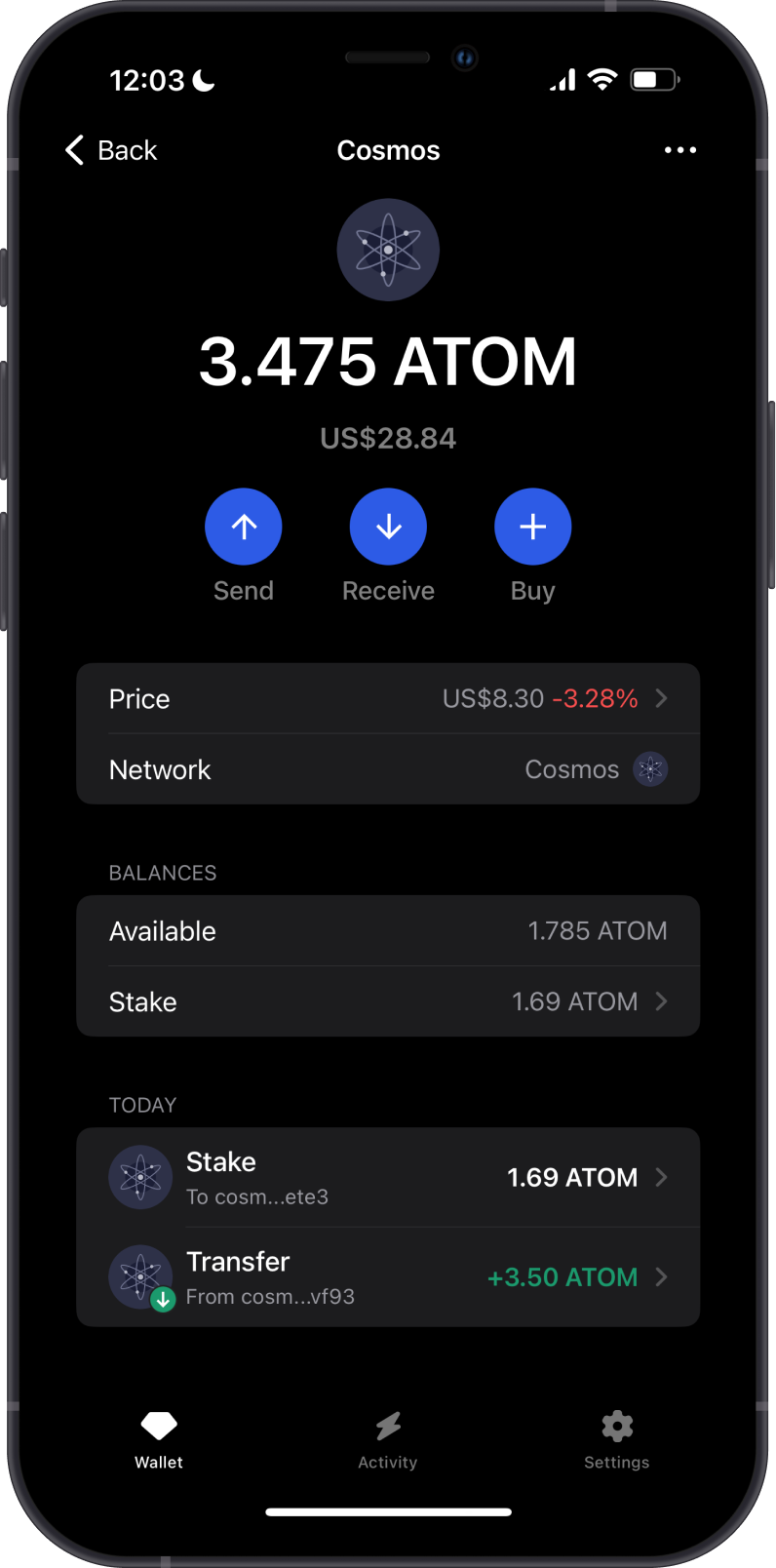 Confirmed Cosmos Stake