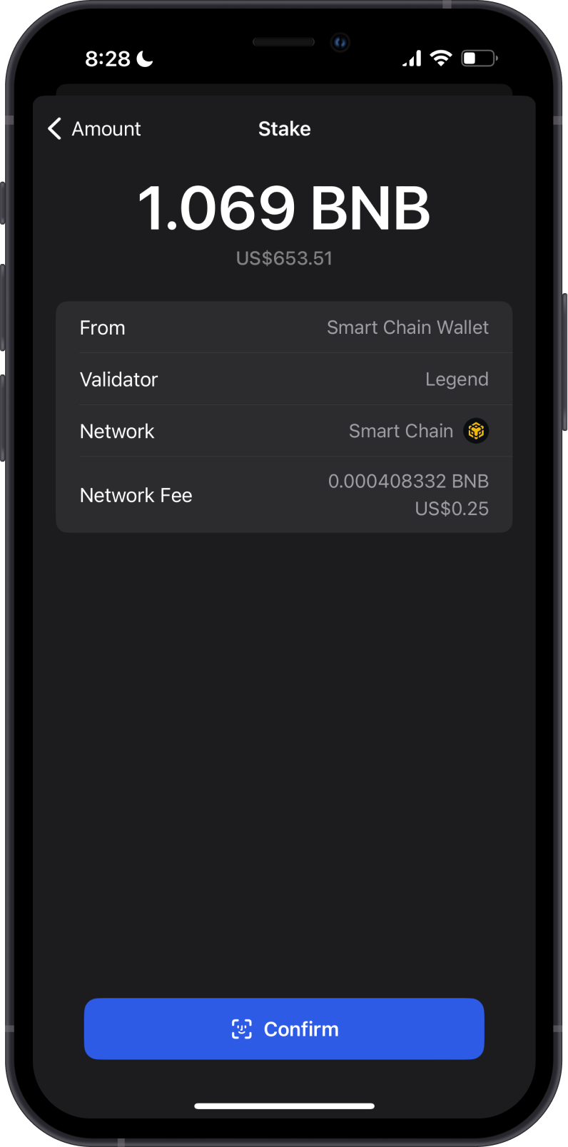 Confirm Smart Chain Stake