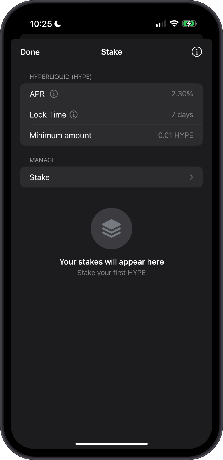 Hyperliquid Stake Screen