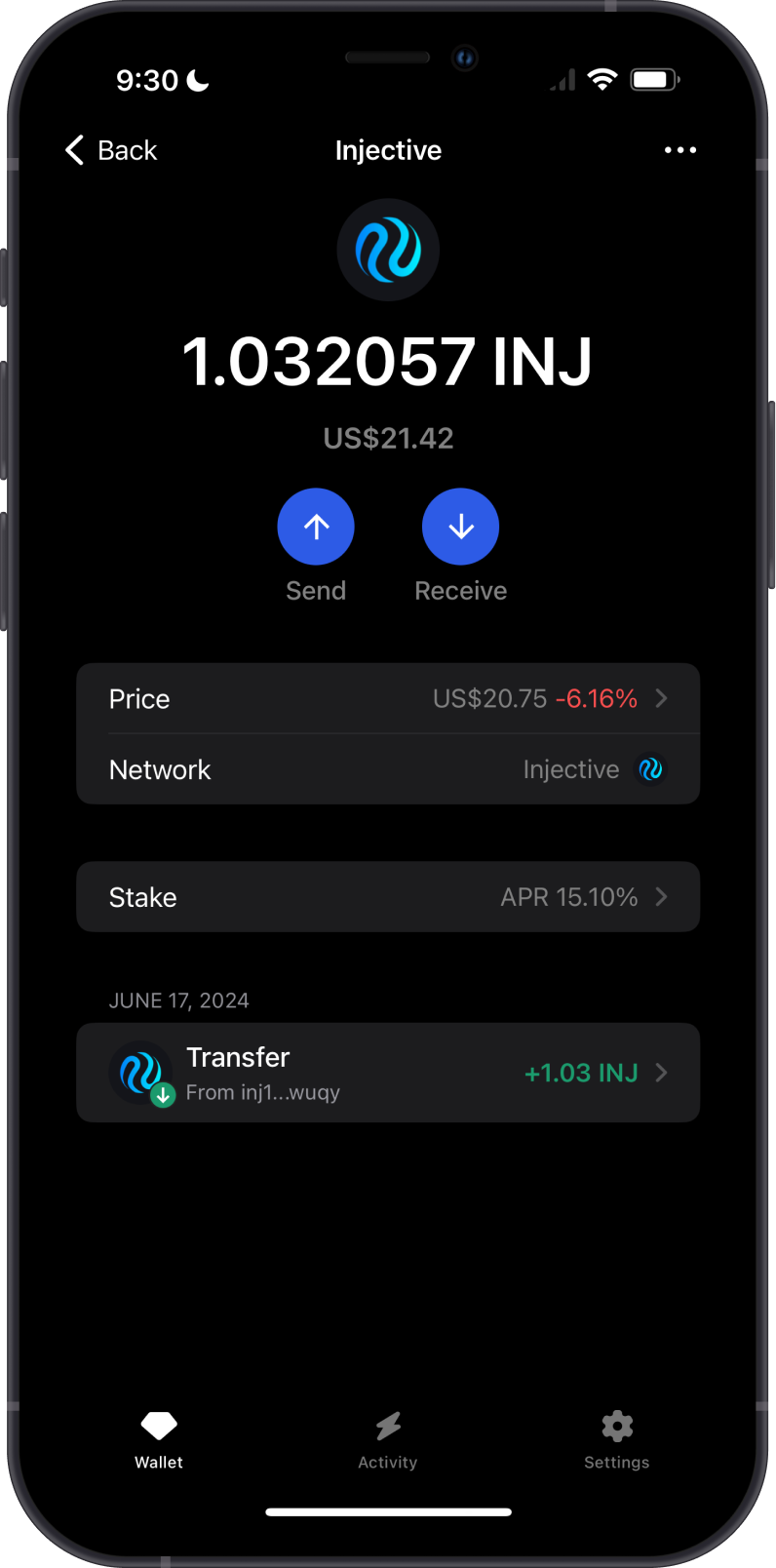 INJ on Gem Wallet