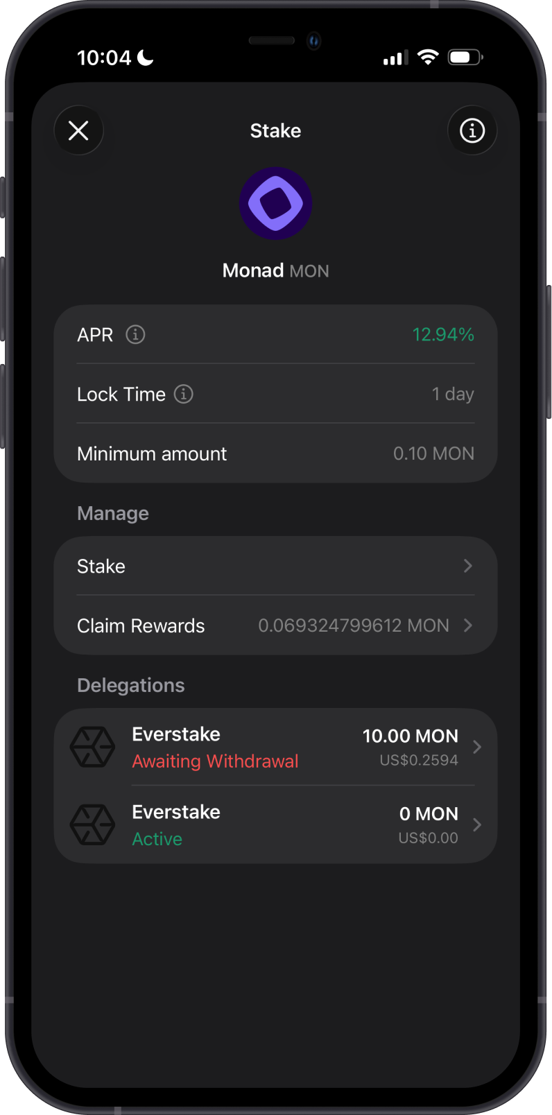 Open Monad Stake Details