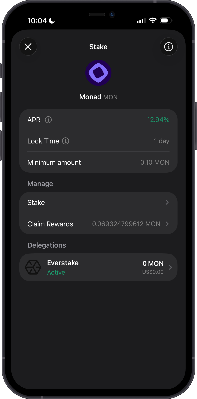 Open Monad Stake Details