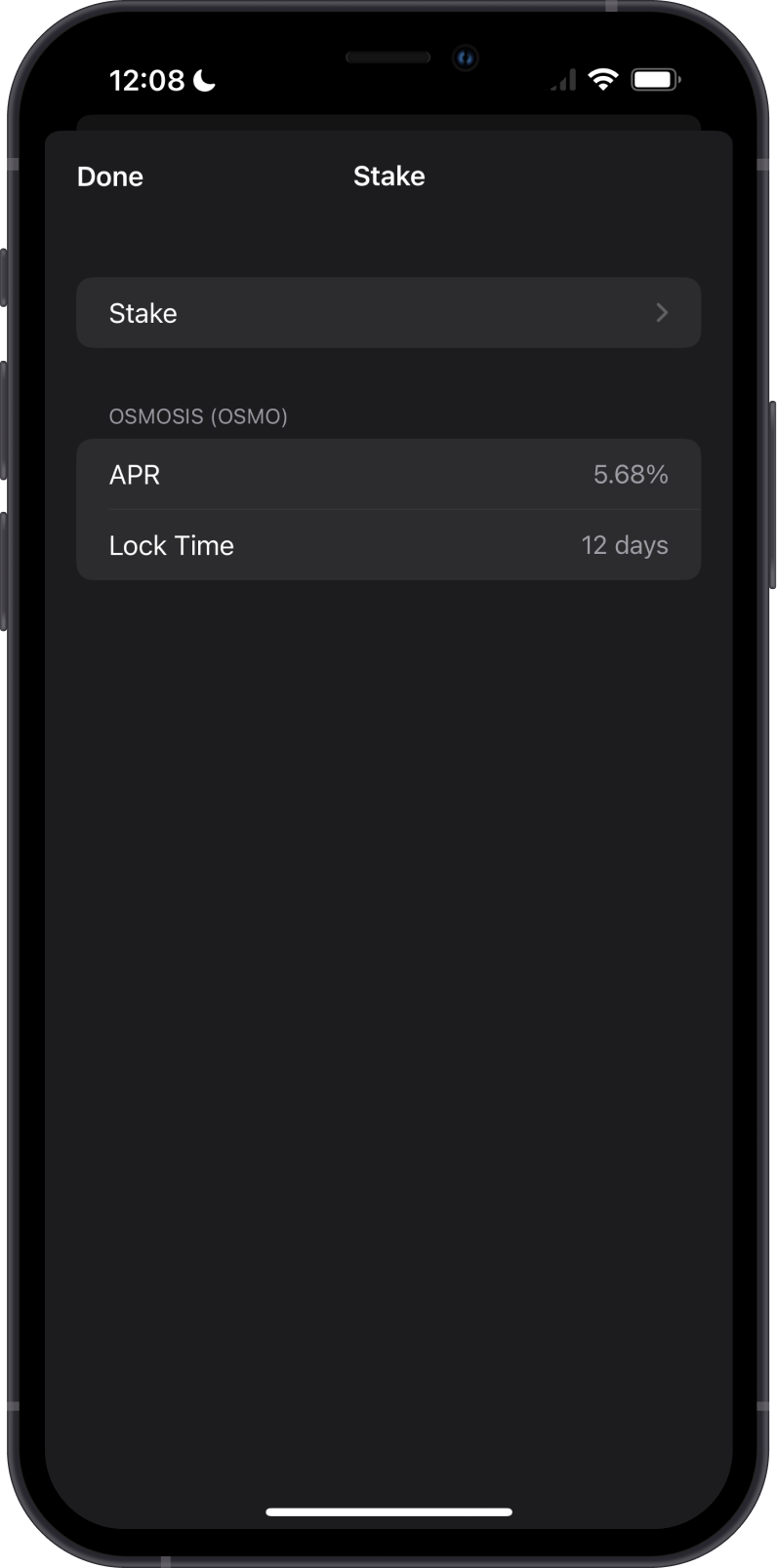 Osmosis Stake Screen