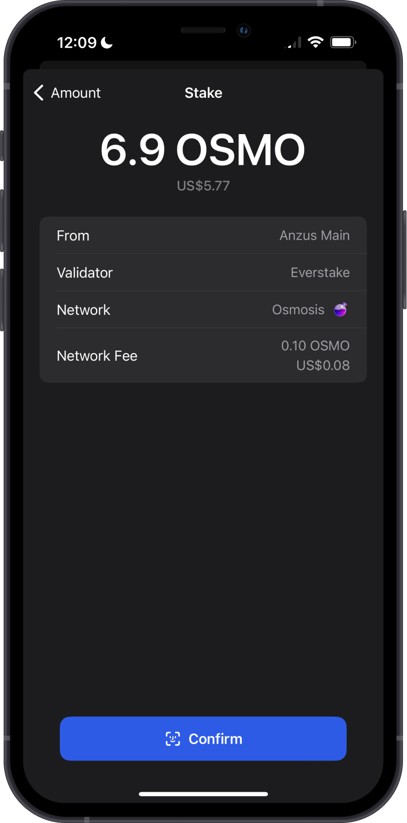 Confirm Osmosis Stake