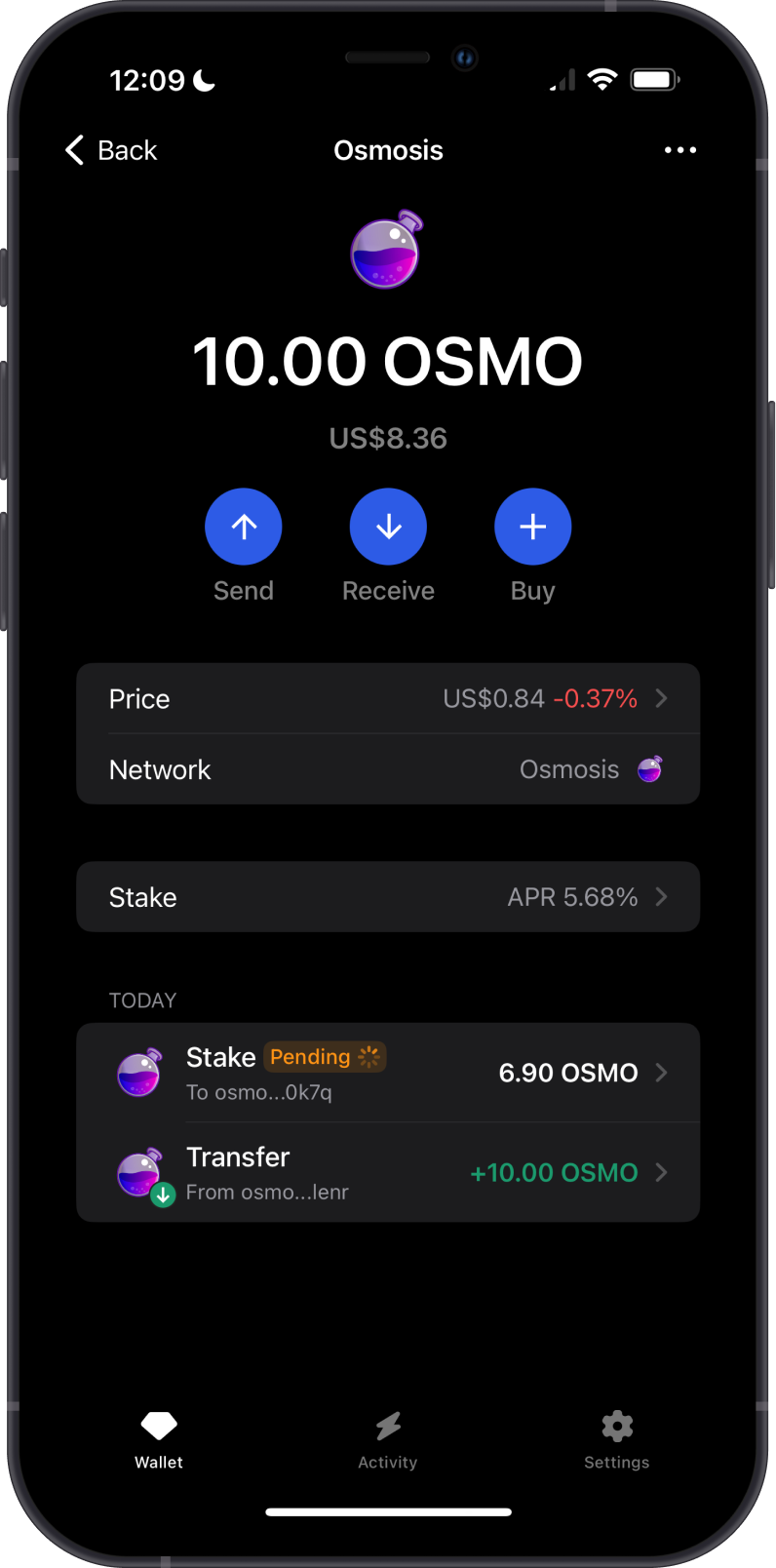 Osmosis Pending Stake