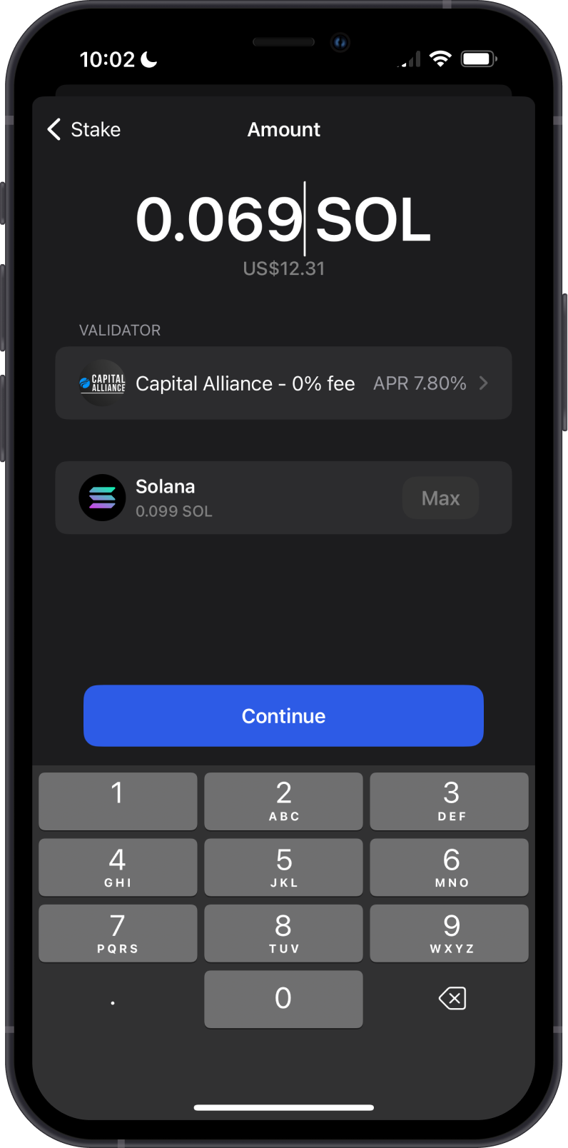 Input SOL Amount to Stake