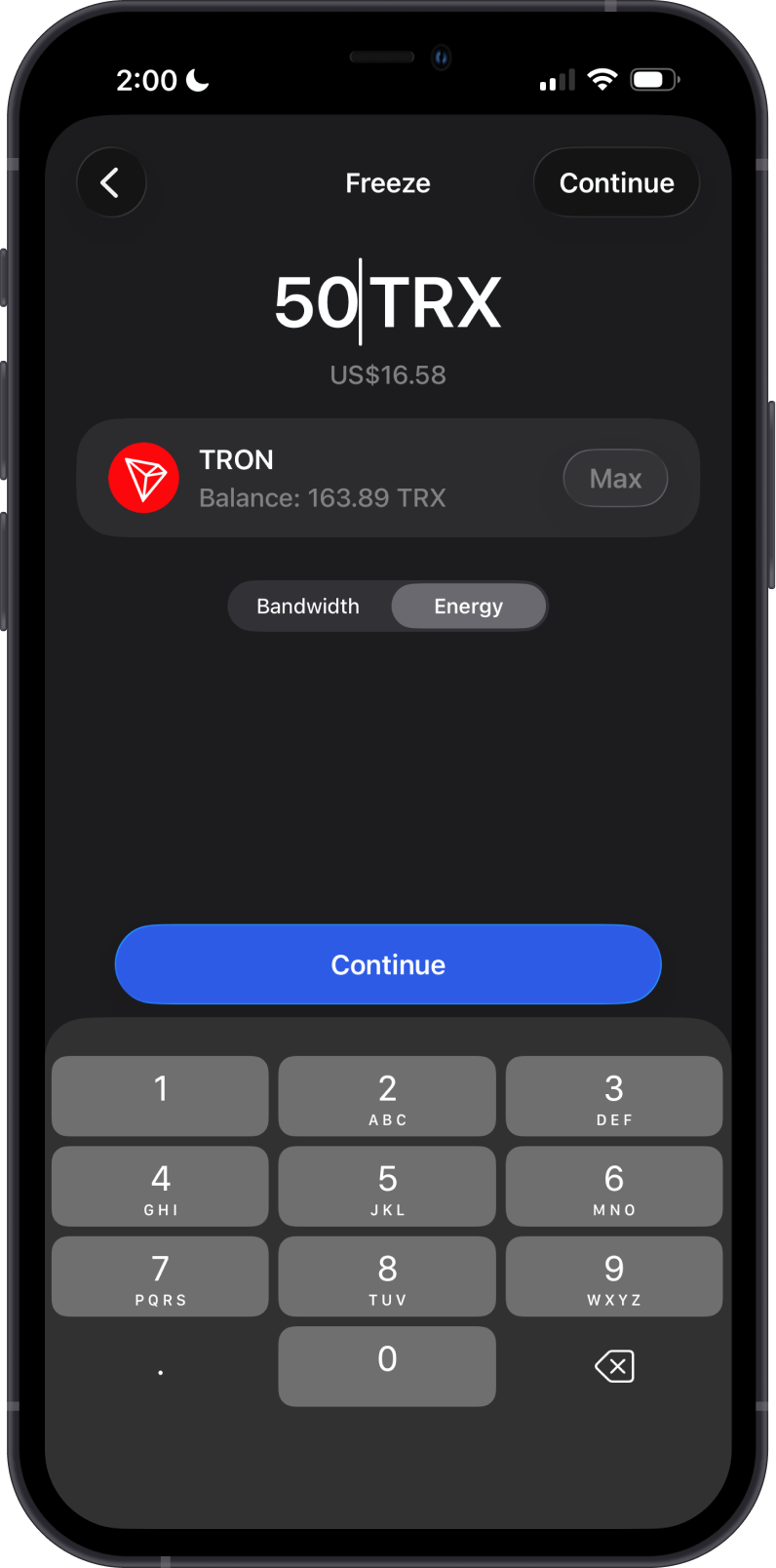 Input TRX Amount