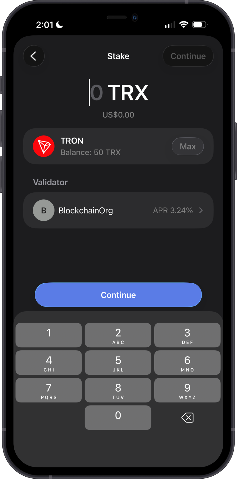 Start TRX Stake