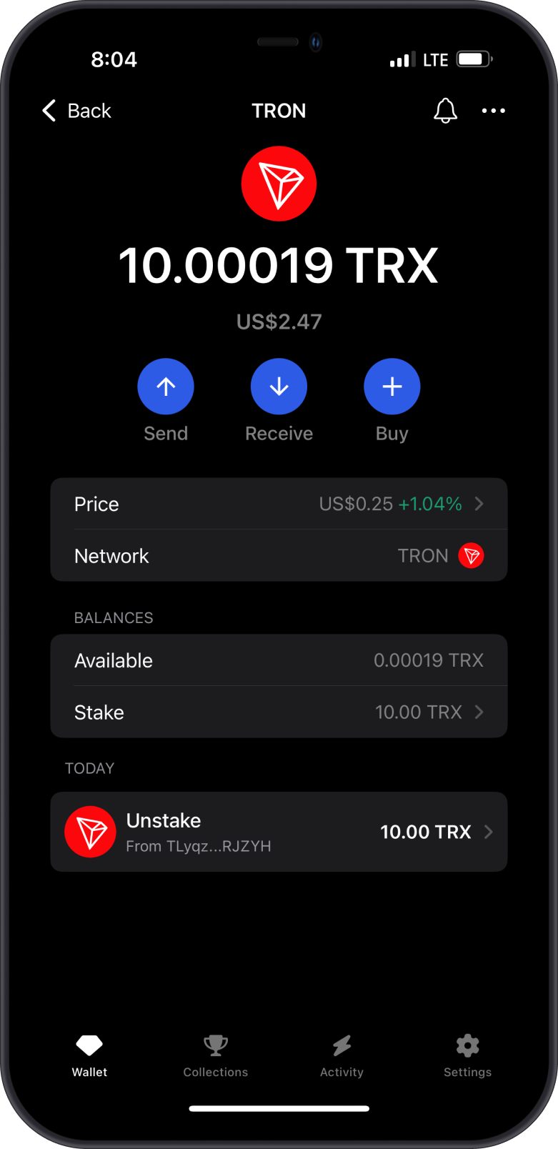 TRON Main Screen