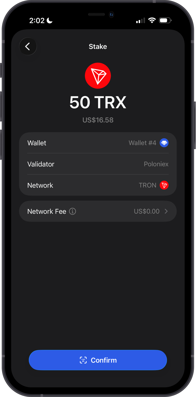 Confirm TRON Stake