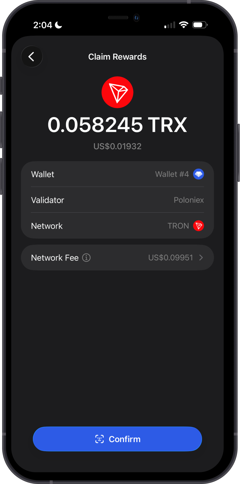 Claim TRX Staking Rewards