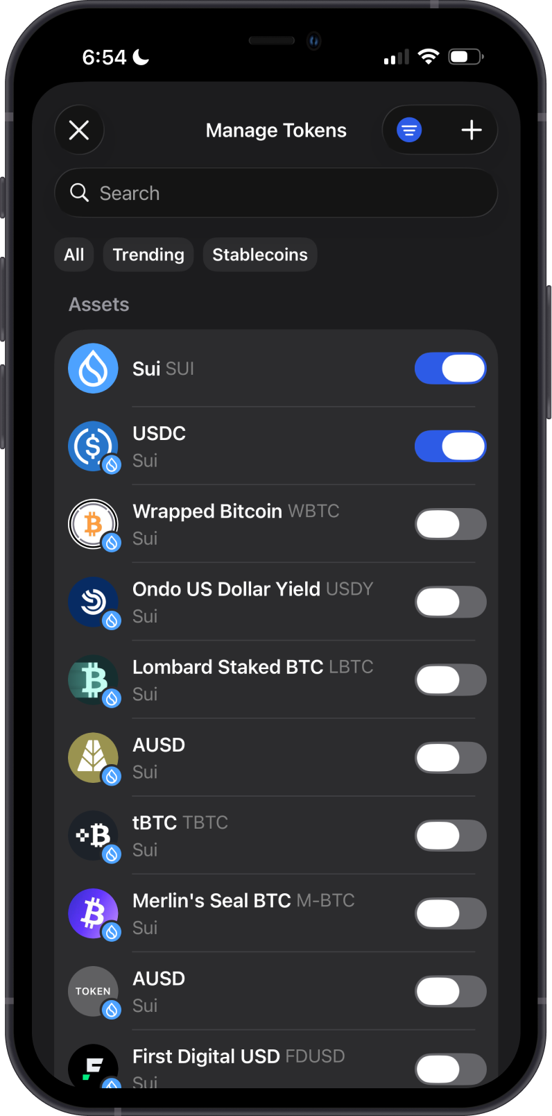 Manage Sui Tokens on Gem Wallet