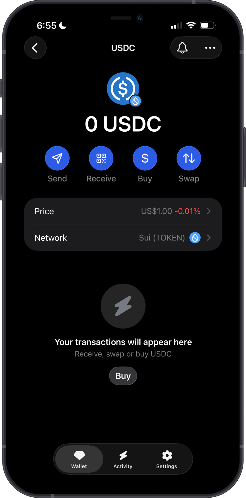 Sui Token on Gem Wallet