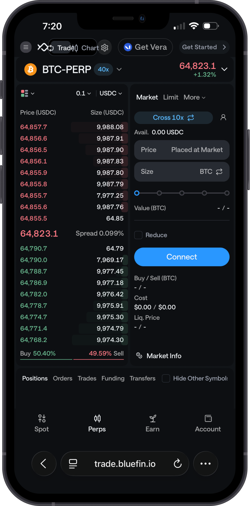 Open the Bluefin trading page