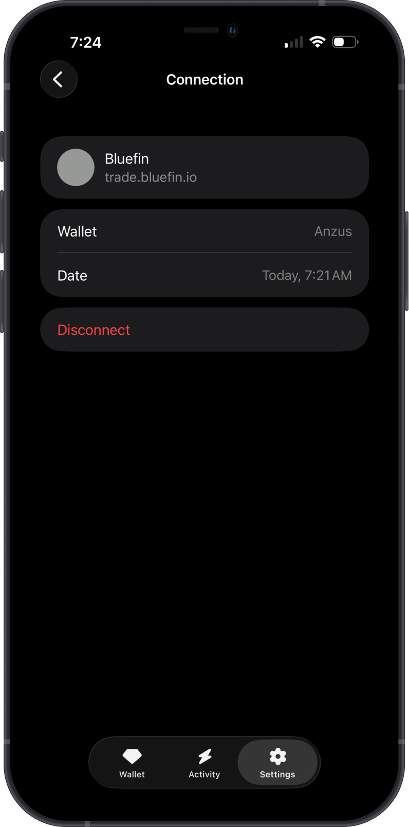 Disconnect the Bluefin WalletConnect session