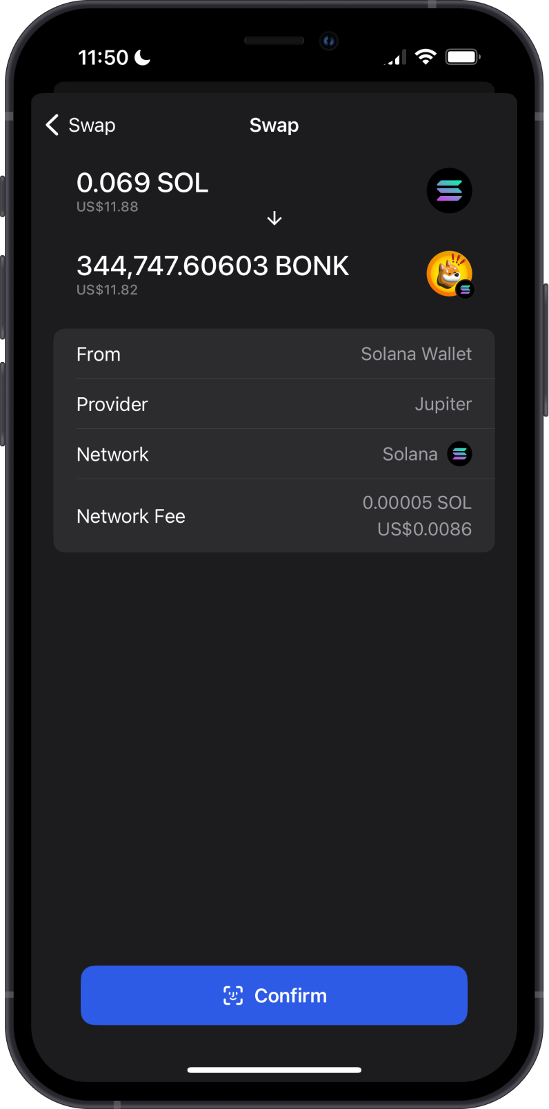 Confirm SOL Swap