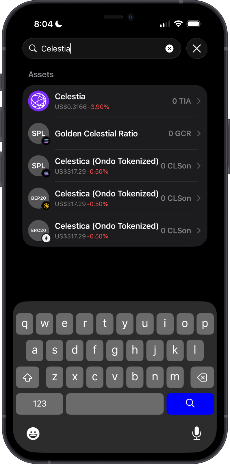 Search for Celestia on Gem Wallet