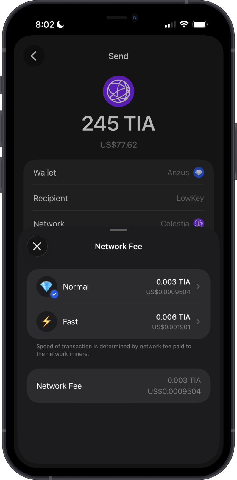Choose a Celestia Network Fee