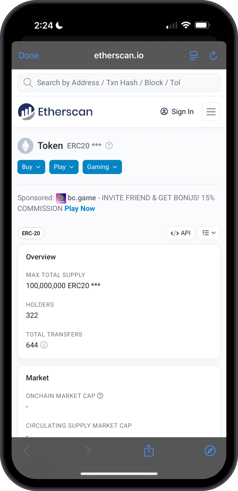 Etherscan Fake USDC Details